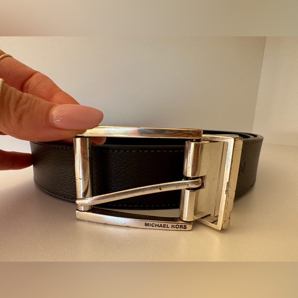 Michael Kors genuine leather brown belt with silver buckle
